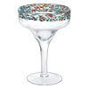 The Wine Savant Mexican Margarita Hand Blown Glass - Set of 4 - Large 16oz, Luxury Margarita Glasses, Mexico Design Large 16oz Confetti Rim Carmen Cinco de Mayo, Dishwasher Safe, Confetti Rock Decor