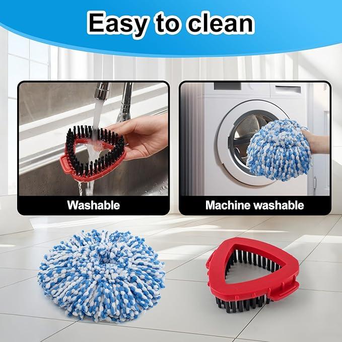 Spin Mop Head,Mop Handle,Base,Brush Compatible with Ocedar RinseClean 2 Tank Spin Mop System,2 Microfiber Spin Mops Replacement Head,4 Section Iron Mop Handle 30-58