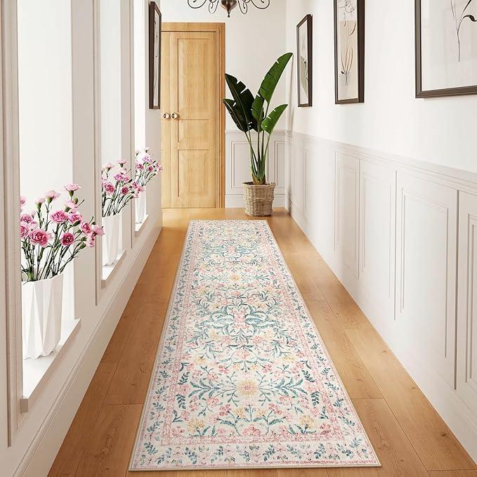 Wonnitar Floral Washable Runner Rug, 2'6