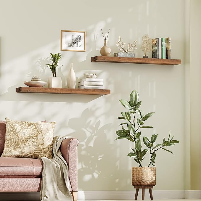 HOOBRO Floating Shelves for Wall, Wall Mounted Shelf Set of 2, 47.2