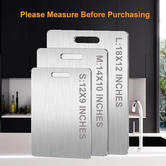 Titanium Cutting Boards for Kitchen - 100% Pure Titanium Cutting Board - Double Sided Food Grade Quality Cutting Boards - Easy to Clean and Store (14