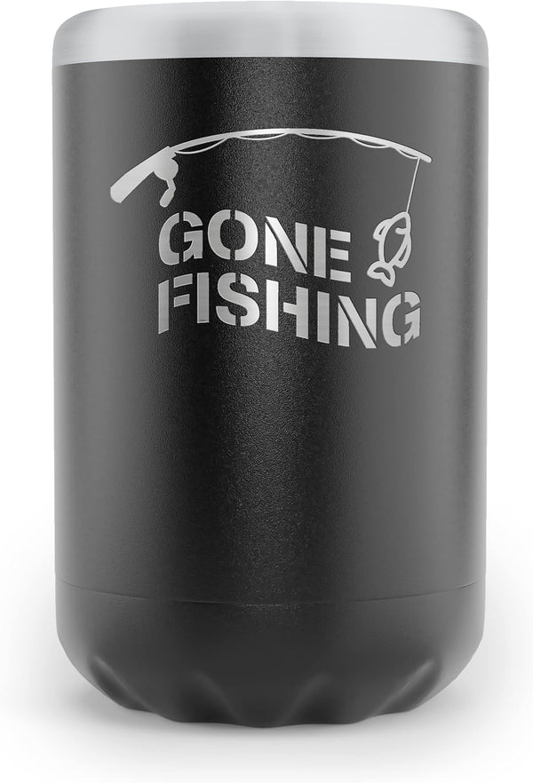 Fishing Beer Can Holder - Double Wall Vacuum Insulated Can Cooler, Powder Coated Stainless Steel 