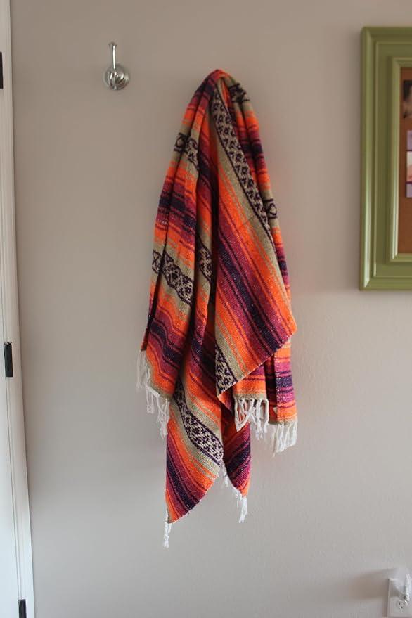 Del Mex Classic Mexican Blanket, Large Authentic Woven Falsa Throw (70
