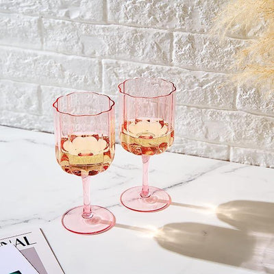 Flower Vintage Wine Glassware - Set of 2-13 oz Colorful Cocktail, Martini & Champagne Glasses, Prosecco, Mimosa Glasses Set, Cocktail Glass Set, Bar Glassware Luster Glasses 7
