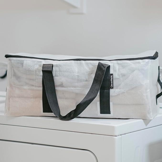 CleverMade Under Bed Storage Bag - Collapsible Storage for Shoes and Clothes Easy Use - Heavy Duty Utility Bag Home