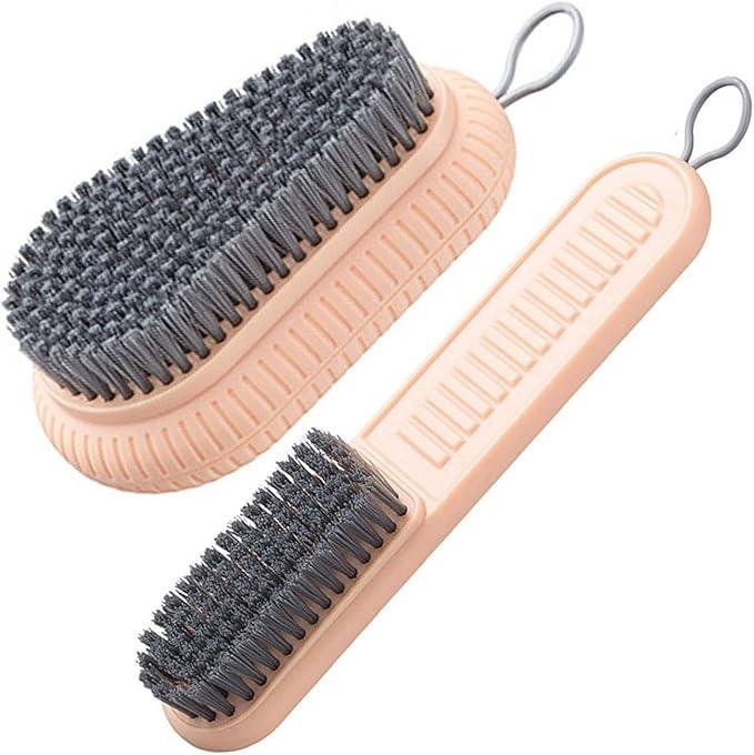 Cleaning Brush Soft Bristle Brush Laundry Scrub Brush Clothes Underwear Shoes Scrubbing Brush, Easy to Grip Household Cleaning Brushes Tool for Countertops Bathtubs (Pink)