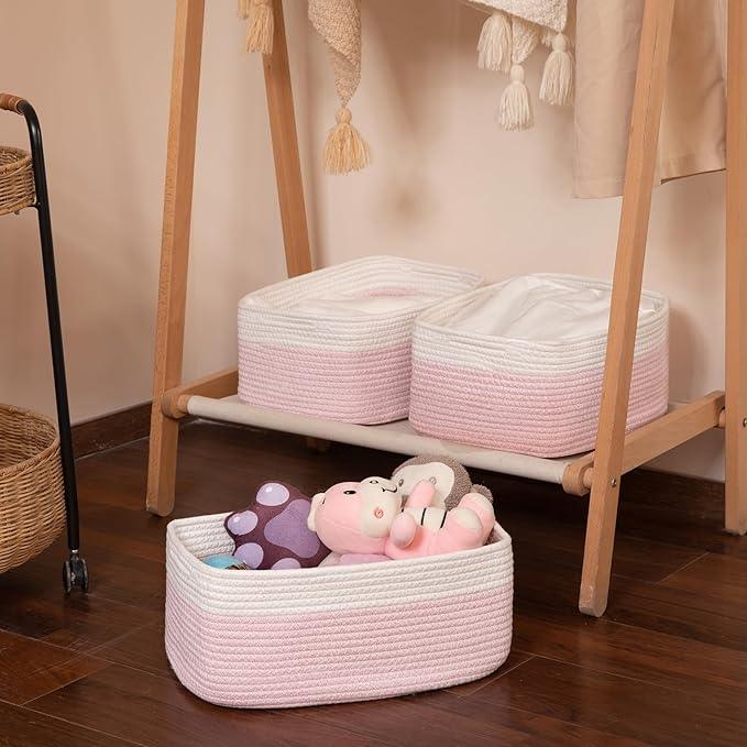 Storage Baskets for Organizing 3 Pack, Woven Baskets for Shelves, Closet Organizer Bins Empty Gift Basket Toy Storage for Toys, Books, Towels, Clothes, 15