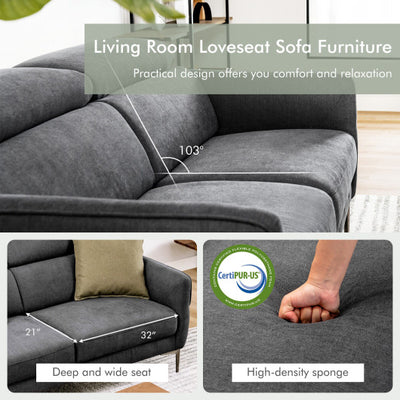 72.5 Inch Modern Fabric Loveseat Sofa Couch with Adjustable Headrest