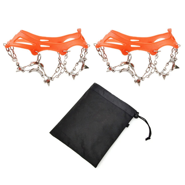 1 Pair Outdoor Climbing Non-slip Ice Snow Grippers 13 Teeth Spike Cleats Crampons for Family Outdoor Camping Accessories - Gifts for You 'n Me