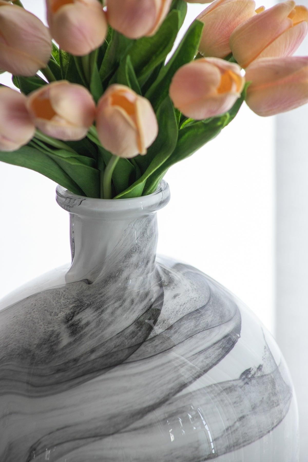 Modern Marble-Inspired Decorative Accent Vase