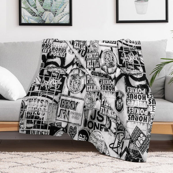 Black And White Urban Collage Print Shrink-resistant Throw Blanket