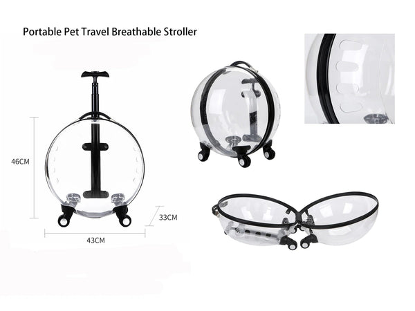 Rolling Pet Travel Trolley with Wheel, Transparent Capsule, Pink, Green, Puppies, Dogs, Cat Carriers Bag, 5-20Kg