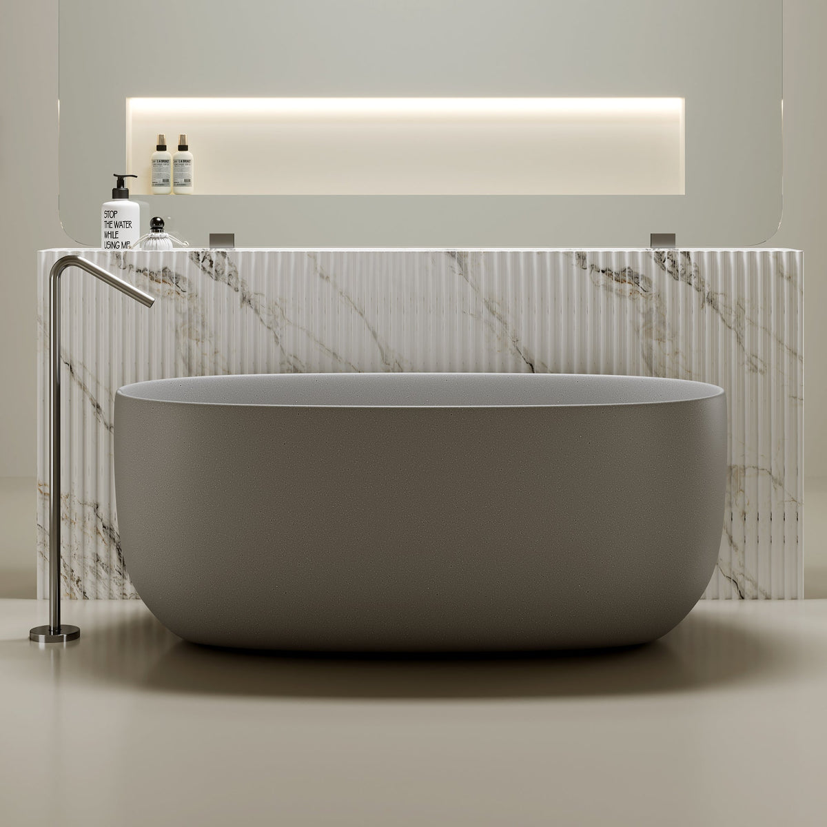 47'' Freestanding Bathtub Resin Stone Soaking Bathtub