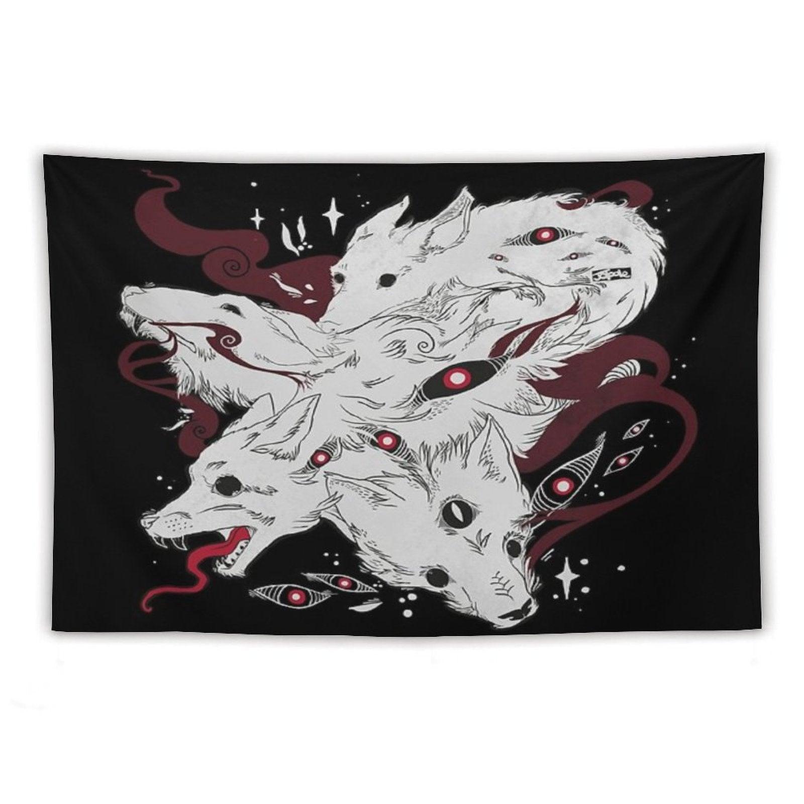 Wild Wolves With Many Eyes Tapestry
