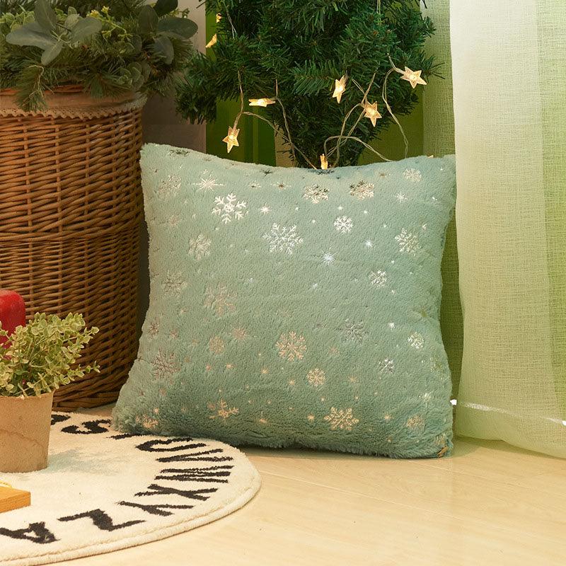 Christmas Snowflake Plush Hot Silver Sofa Pillowcase (excluding core) Home Pillow Cover