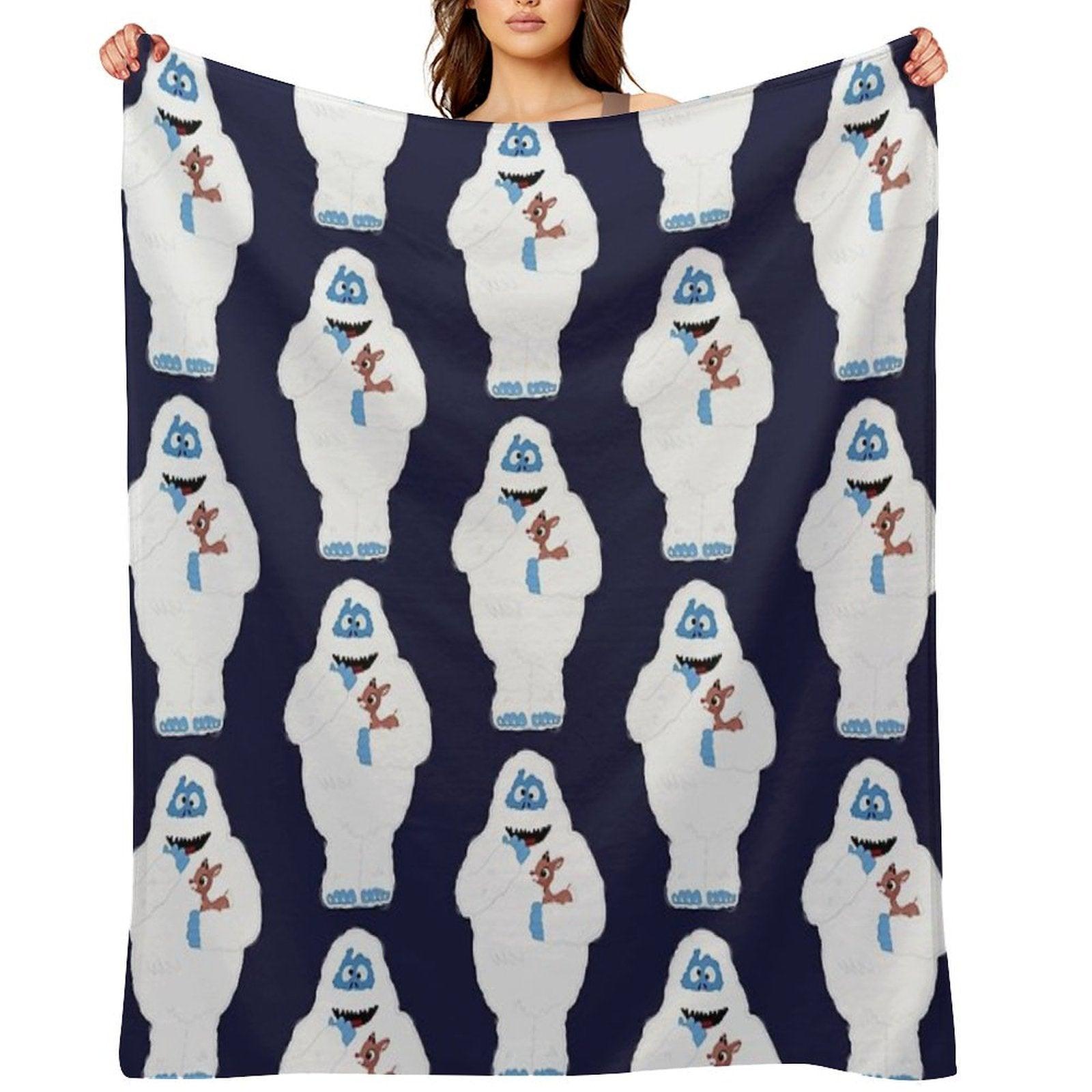 Classic Christmas Abominable Snowman with Rudolph © GraphicLoveShop Throw Blanket