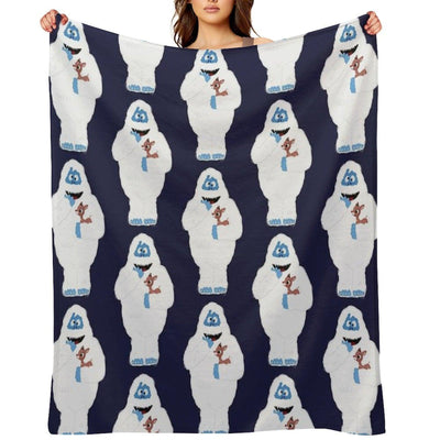 Classic Christmas Abominable Snowman with Rudolph © GraphicLoveShop Throw Blanket