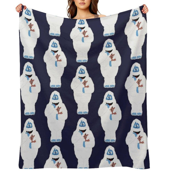 Classic Christmas Abominable Snowman with Rudolph © GraphicLoveShop Throw Blanket