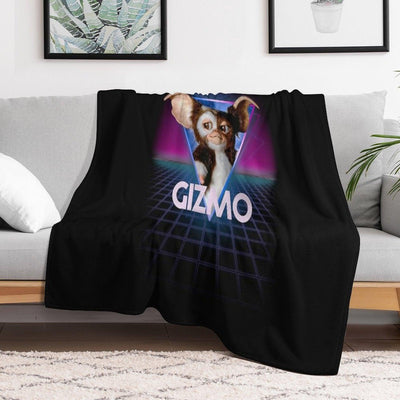 Gremlins Gizmo Retro 80s Neon Landscape Throw Blanket