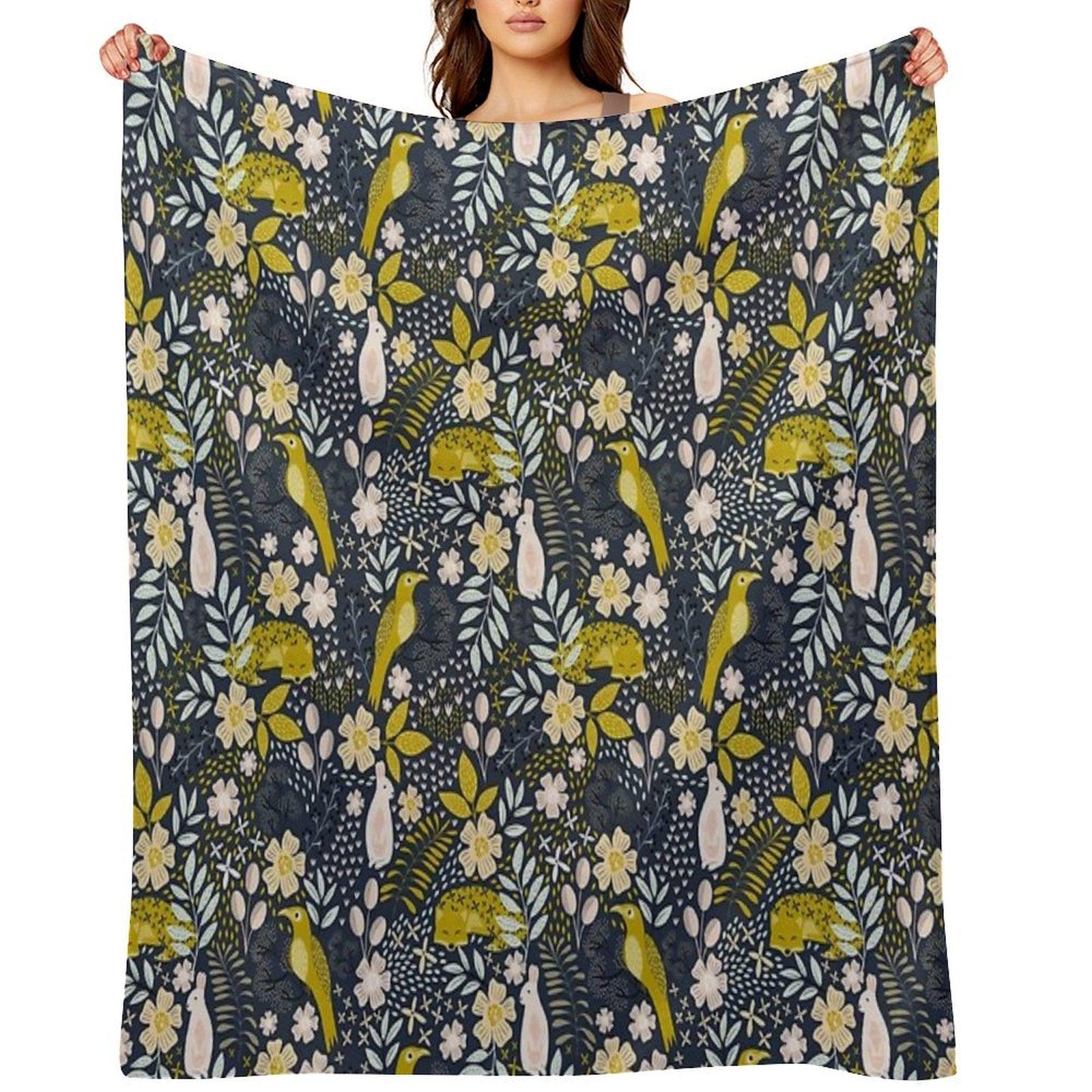 Woodland Flora Throw Blanket