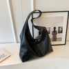 Casual Soft Leather Large Capacity Shoulder Bag - Black