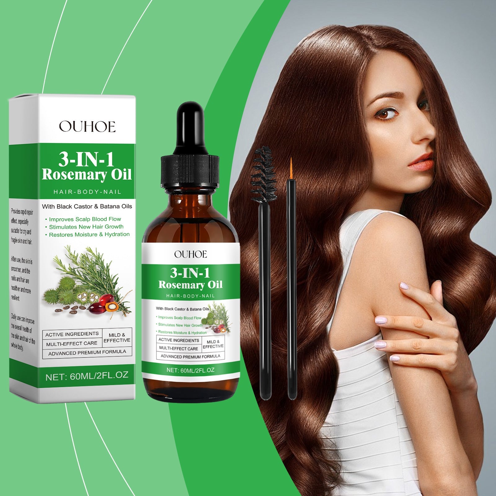 Rosemary Black Castor Batana Oil Nourishing Moisturizing Repair Hydrating Hair And Nail Care Essence