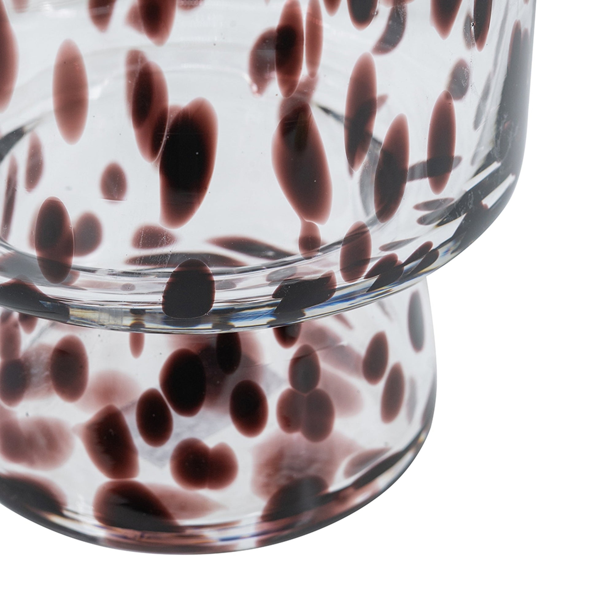 Clear Glass Accent Vase with Artistic Amber Spots for Home Decor and Display