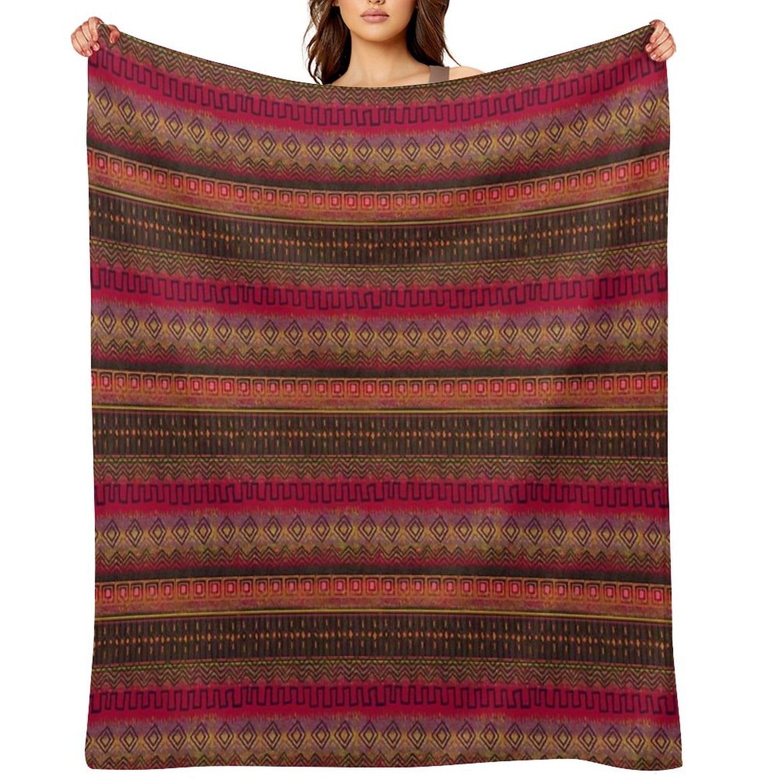 Earthy African Ombre Mud Cloth Wrinkle-free Throw Blanket