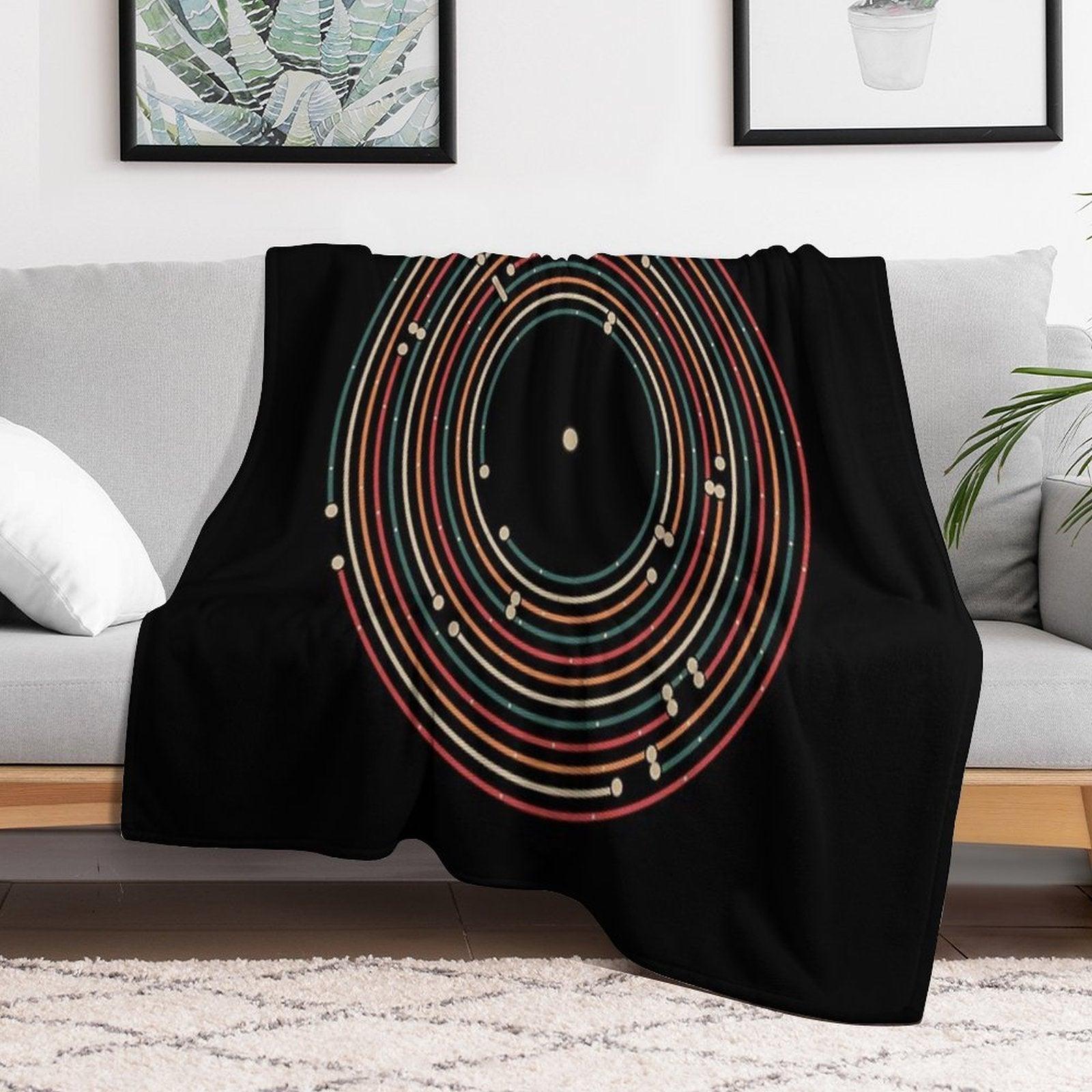 Vinyl Music Metro Record Map Labyrinth Throw Blanket