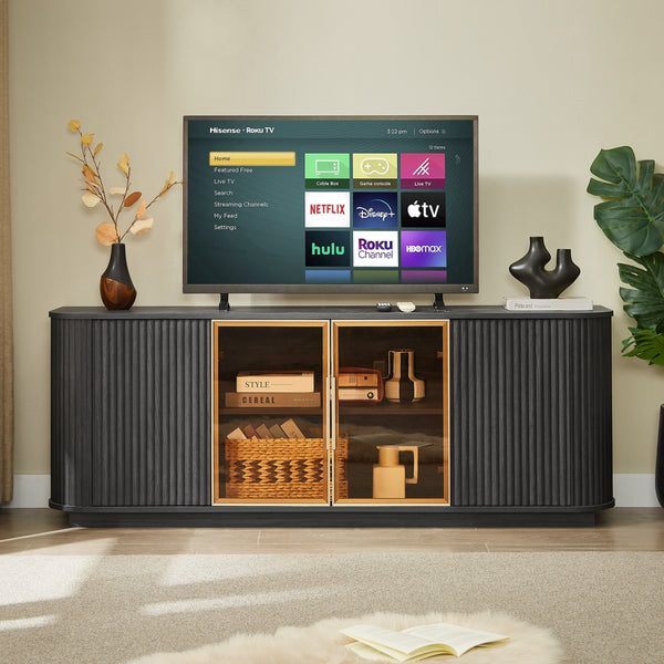 Ripple Modern TV Console – Soft Curves, Natural Wood Look