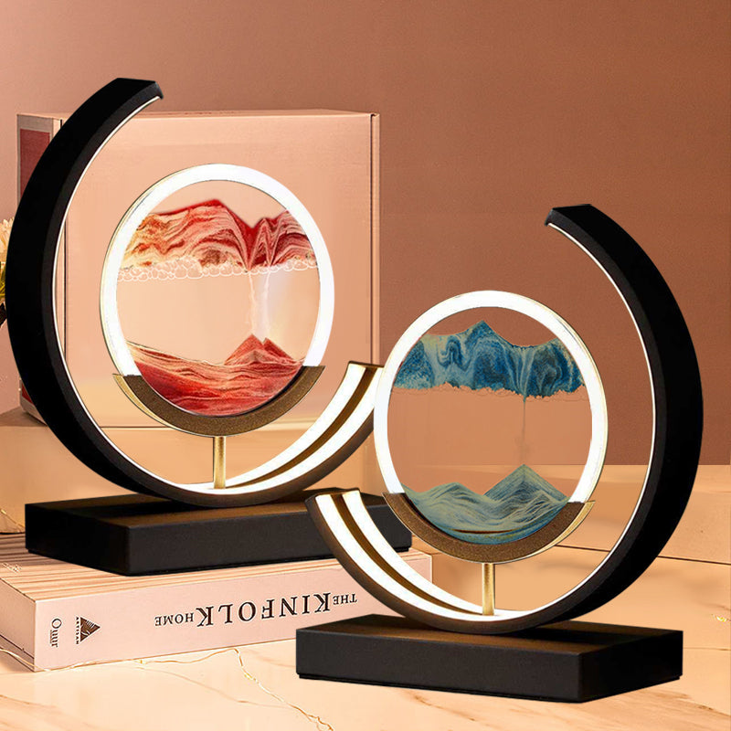 3D Glass Sandscape in Motion Hourglass Moving Sand Frame Home Decor Best Gift