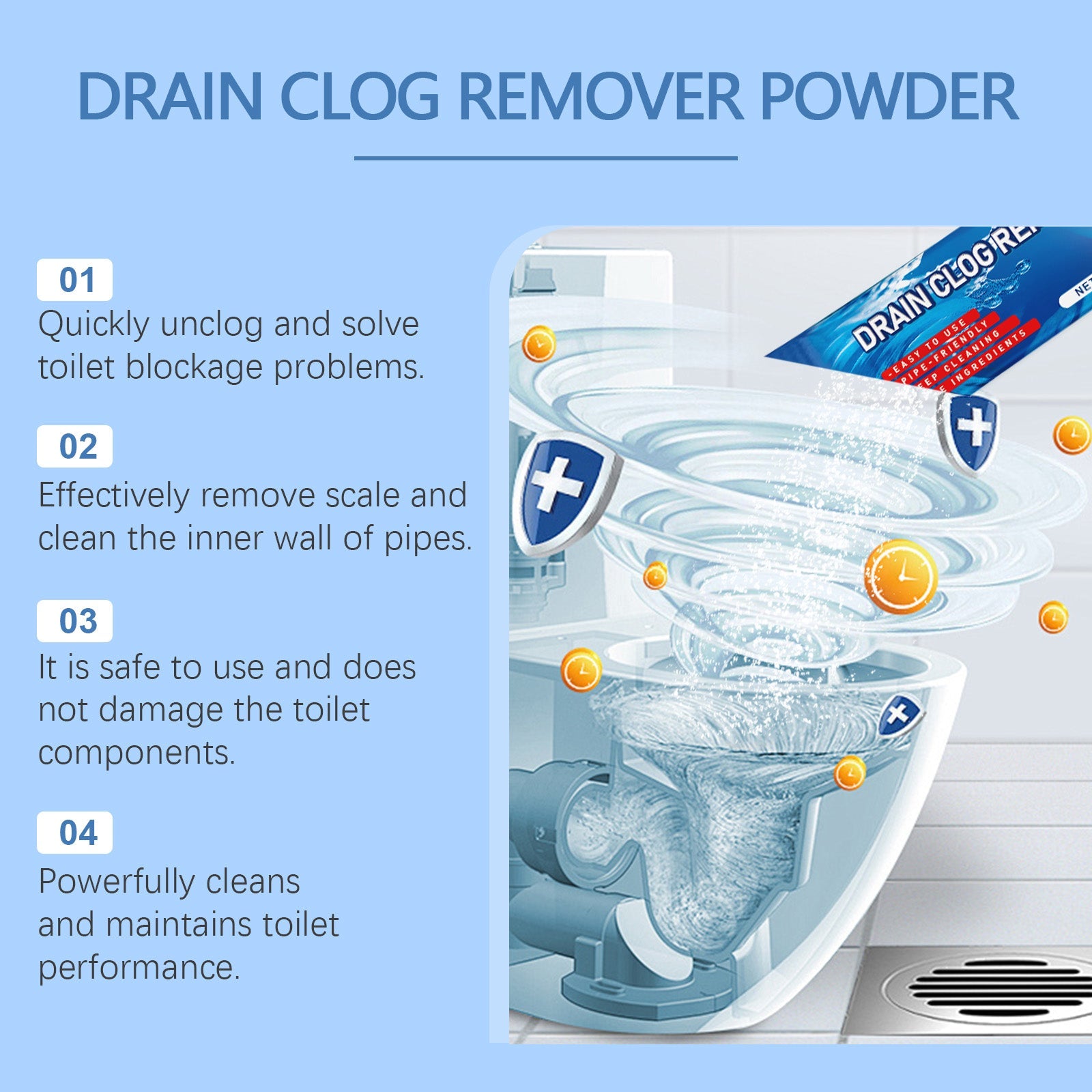 Toilet Toilet Pipe Clog Remover Deodorant Toilet Toilet Pipe Clog Remover