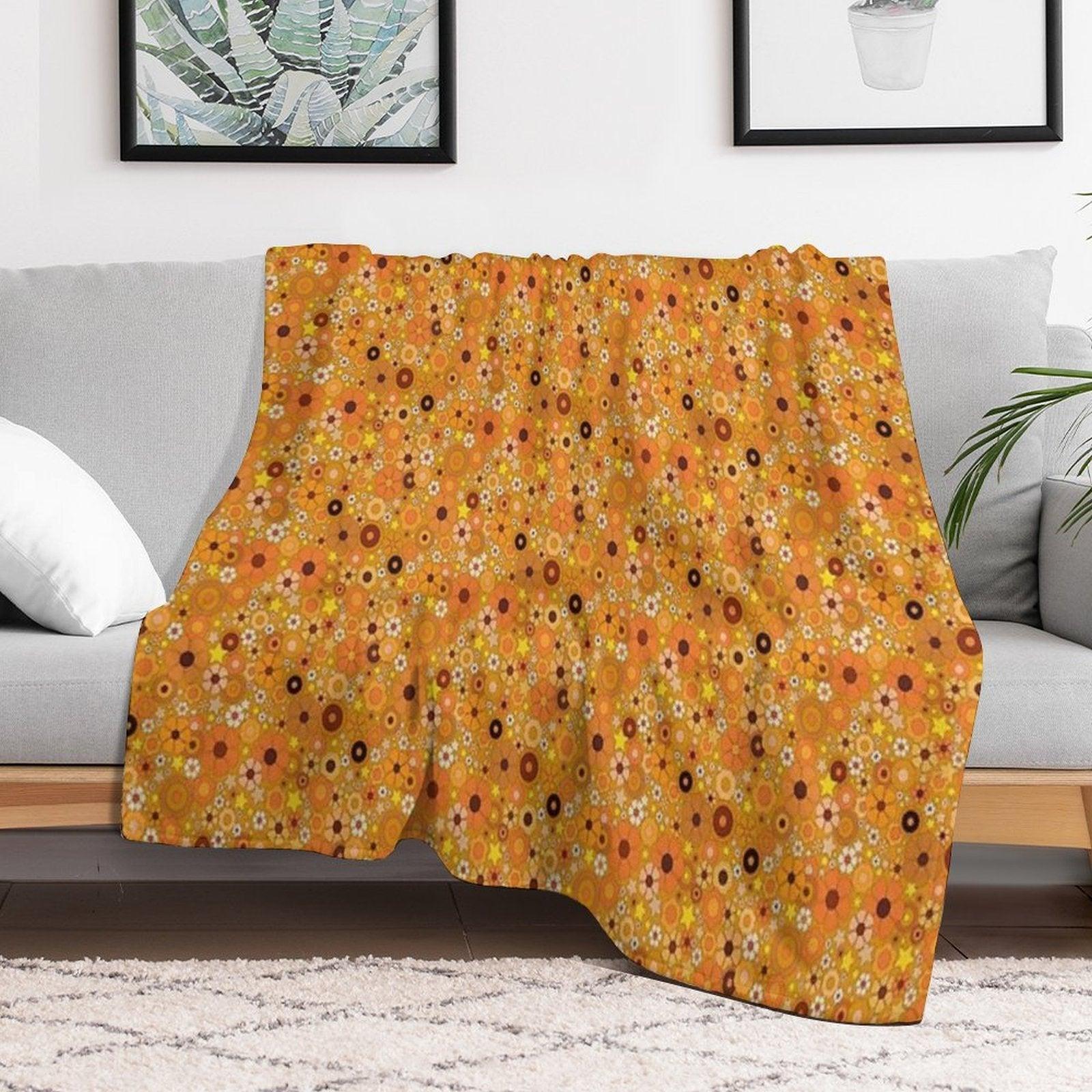 Hippie Flower Stars 60s 70s Throw Blanket