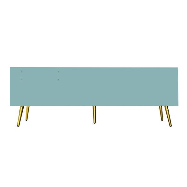 Modern Shoe Storage Bench with Hidden Storage and Upholstered Cushions for Bedside, Living Room and Entryway (Tiffany Blue)