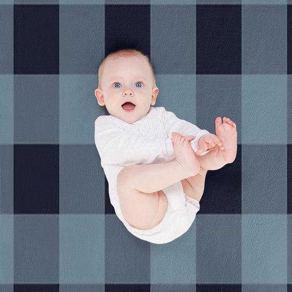 Turquoise And Navy Buffalo Plaid Premium Throw Blanket