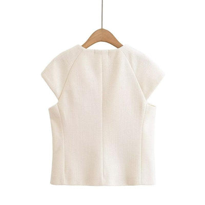 Fashionable Casual Round Neck Versatile Vest with Front Button Closure for Women