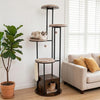 72-Inch Tall Multi-Level Cat Condo with Top Perch Platforms and Removable Washable Mats-Rustic Brown