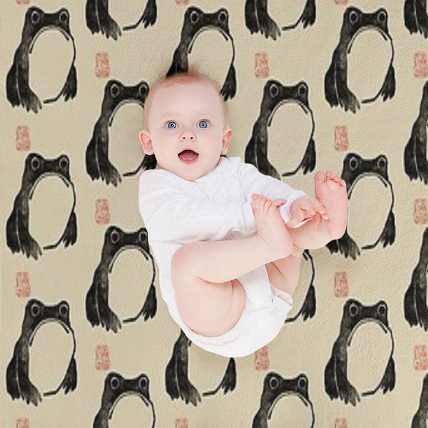 Grumpy Frog Japanese Lightweight Throw Blanket