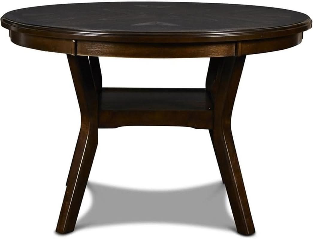 Elegant Solid Wood Circular Dining Set Cherry Brown