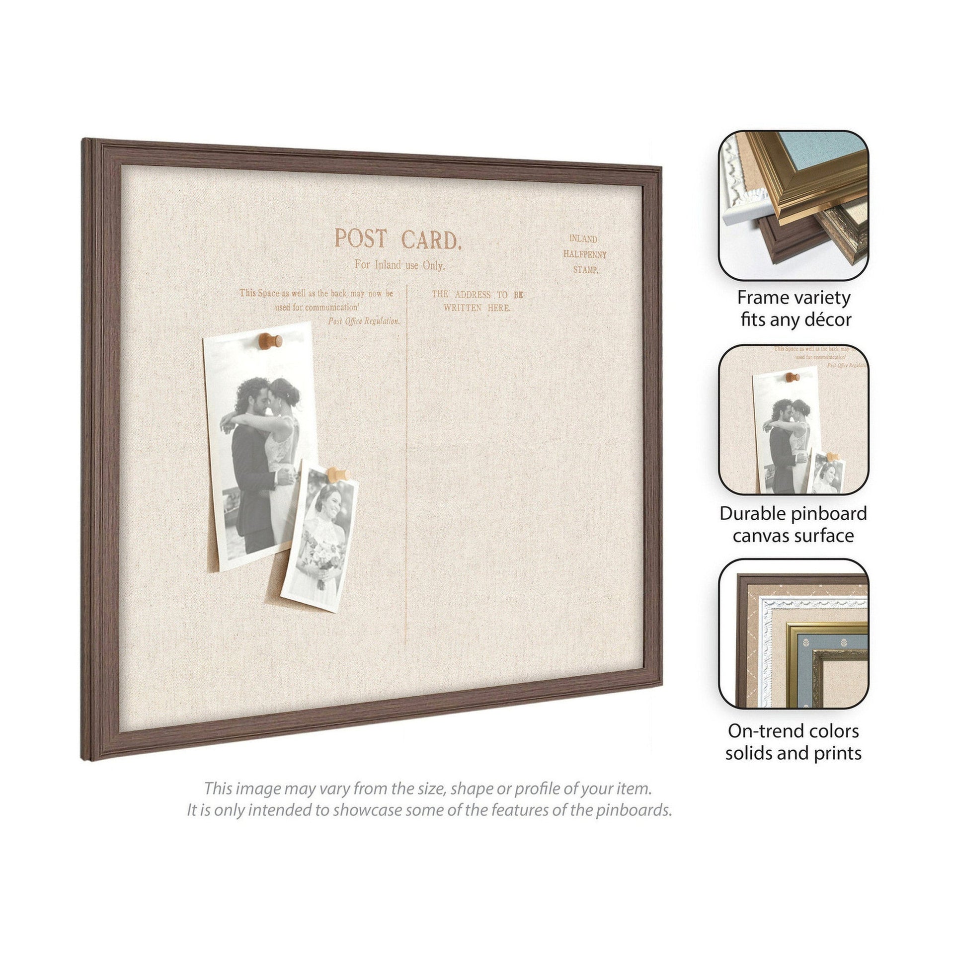 Framed Fabric Pinboard Linen Vintage Post Card Wall Organization
