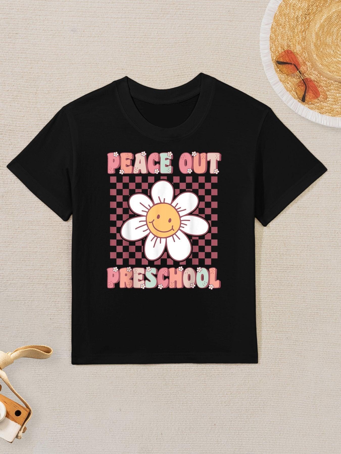 Peace Out Pre-K Cute Groovy Last Day of Preschool Graduation Kids T-Shirt