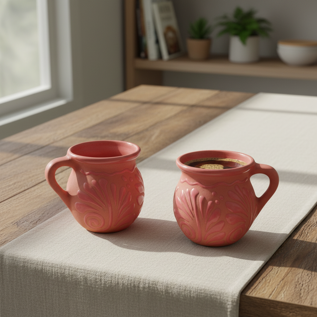 Pink Talavera Mug | Authentic Handmade Mexican Clay Jarrito