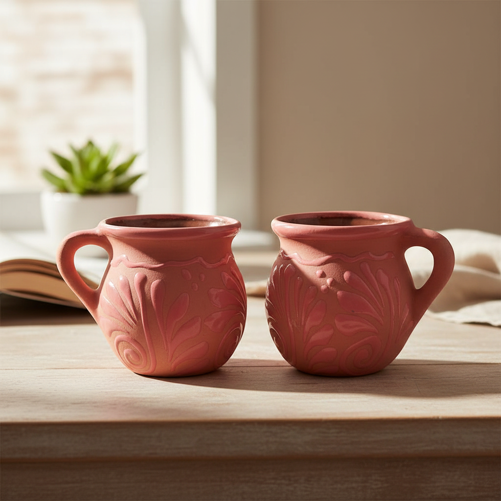 Pink Talavera Mug | Authentic Handmade Mexican Clay Jarrito