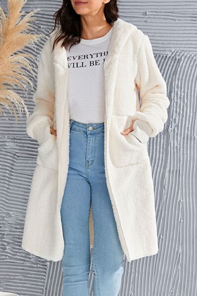 Red Double Take Full Size Hooded Teddy Bear Jacket with Thumbholes Ultra-Cozy & Stylish Comfortable Outerwear