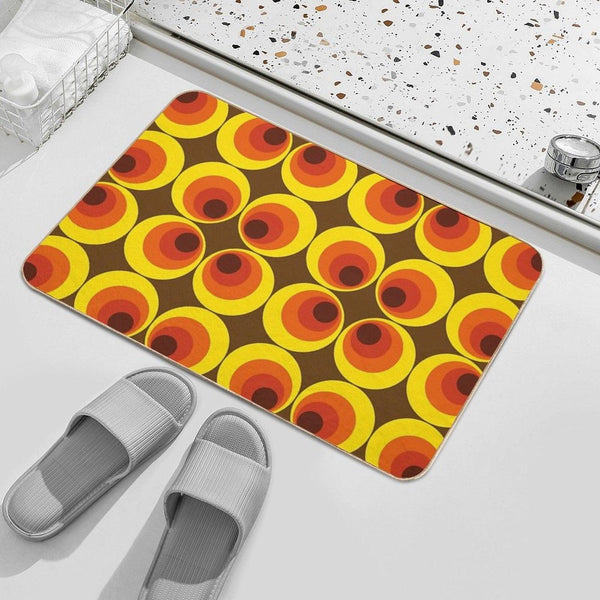 70s, 80s Funky Vintage Circle Pattern Bath Mat