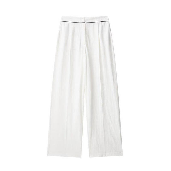 Style Women's Fashion Casual Rolled Edge Double-Breasted Jacket Wide Leg Pants