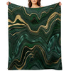 Emerald Green And Gold  Malachite Pattern Easy Care Throw Blanket