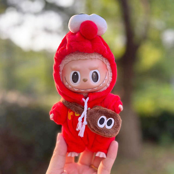 Clothing only] First and second generation keychains Labubu clothing pendant canvas shoulder bag sesame bird two-piece set