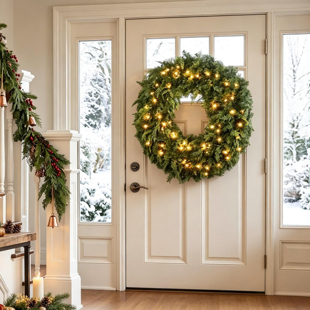 36-Inch Pre-Lit Crestwood Spruce Artificial Christmas Wreath