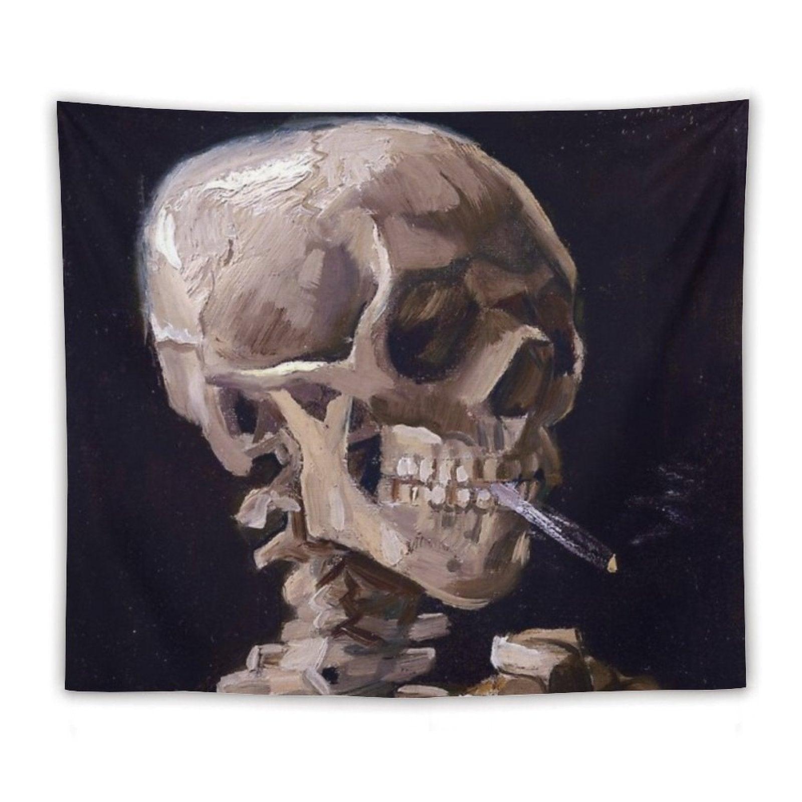 Vincent Van Gogh - Skull with Burning Cigarette (new Color Edit) Tapestry